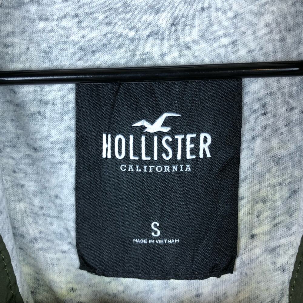 Hollister Womens Jacket Green Black Cropped Collared Bomber Windbreaker Small - Picture 5 of 12